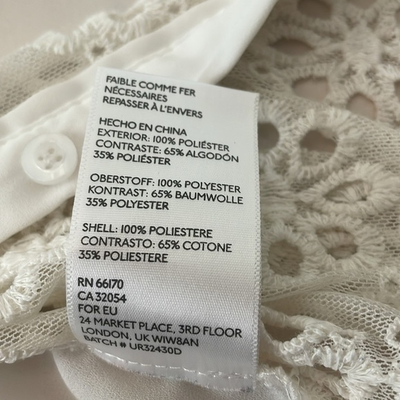 Pins and Needles White Button Down with Sheer & Embroidered Designs. EUC - Picture 7 of 8